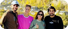 a group of happy tourists